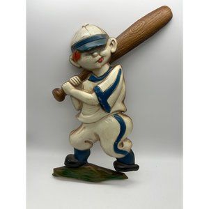 Vintage 1970 Sexton Metal Baseball Player Wall Decor 11"